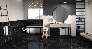 carrelage salle de bain effet marbre noir grabels