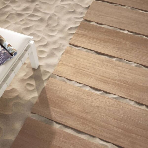 carrelage de la tour terrasse en dalle sur plot bois naturel chene dans un appartement de montpellier