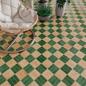 calepinage original carrelage effet bejmat vert naturel