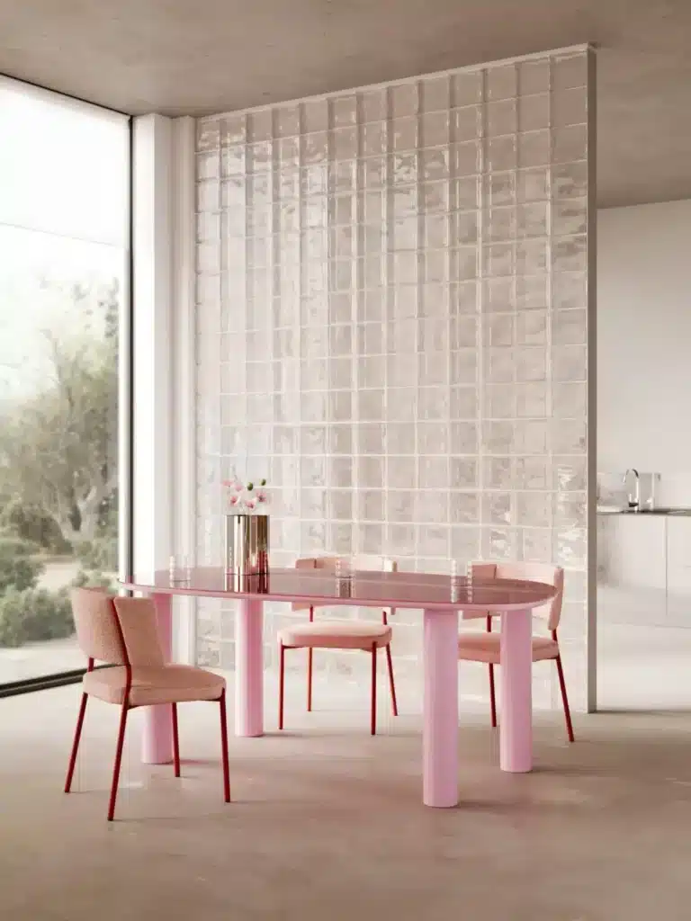 séparation de séjour en briques de verre carrées